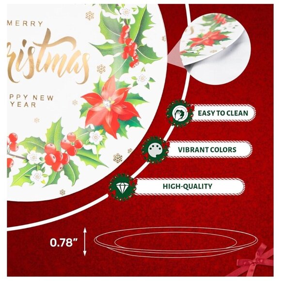 6 Pack round Charger Plates, 13in’ Red White Dinner Plate Christmas New Year - Picture 3 of 6